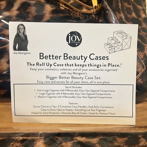 Joy Mangano Better Beauty Roll Up Leopard Print Cosmetic Case Organizer NWOT - Picture 11 of 13